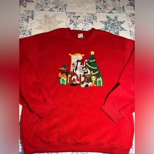 90s Y2K Warner Bros. Looney tunes Red Crewneck